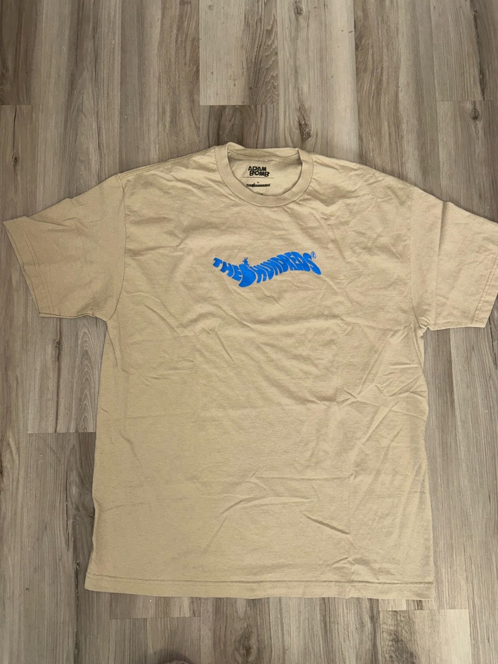 The Hundreds Tan Short Sleeve Tee with Blue Wave Logo